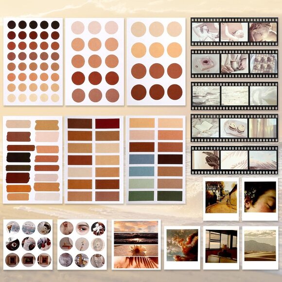 New 114-Piece Pack with Vintage Stickers & Washi Tape for Scrapbooking and Craft - Picture 3 of 9